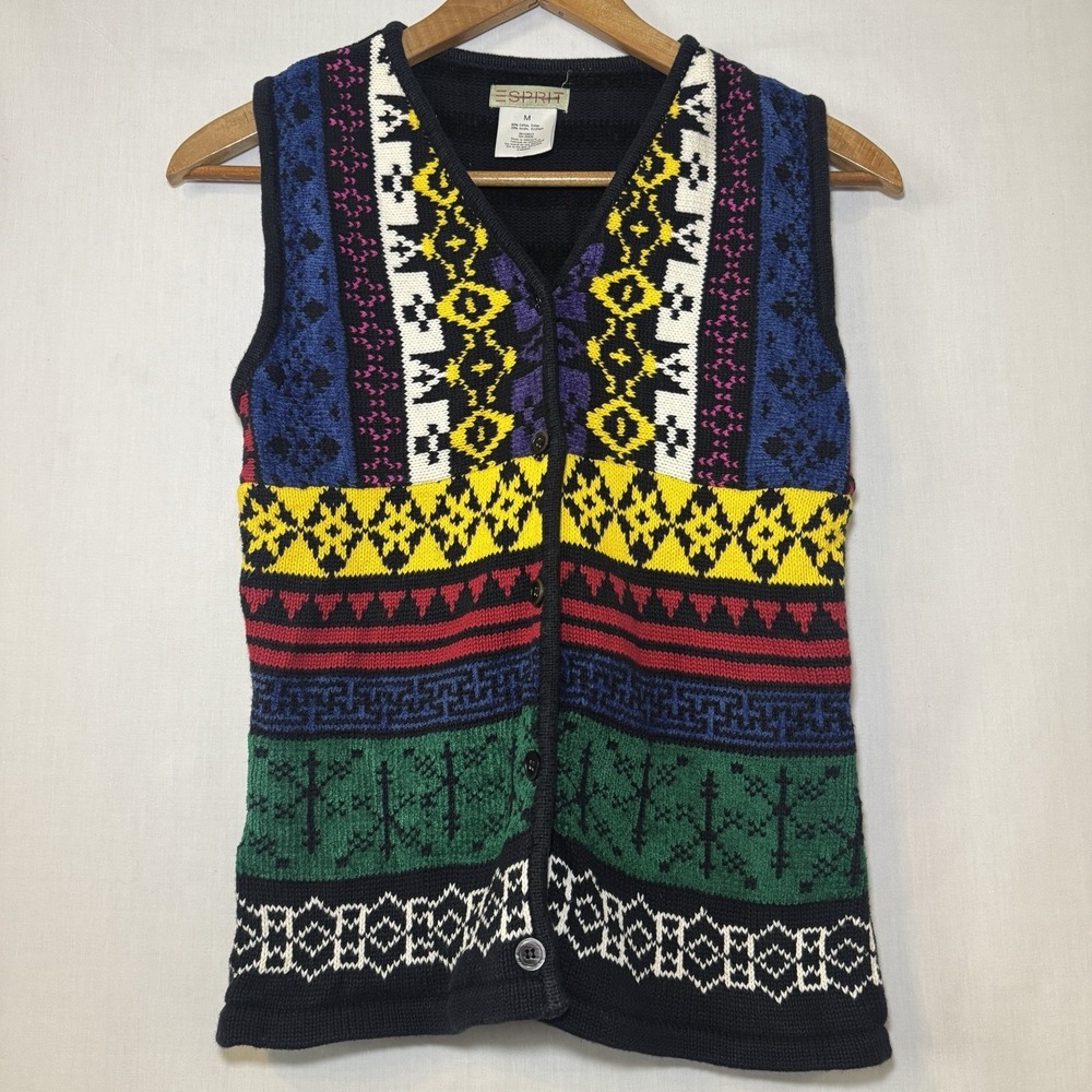 Vintage Esprit Sweater Vest with Button Front Size Medium